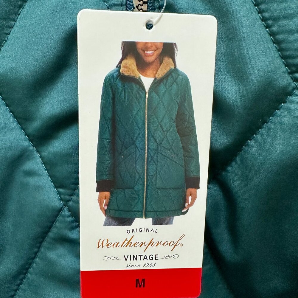 Weatherproof Women's Quilted Parka Jacket Coat Sherpa Lined Size M Green (NEW) - Picture 5 of 14